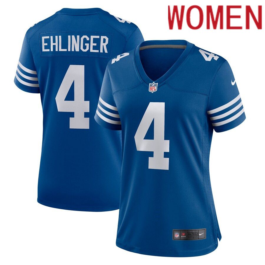 Women Indianapolis Colts #4 Sam Ehlinger Nike Blue Game Player NFL Jersey